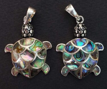 Mother Of Pearl Silver Turtle Pendant