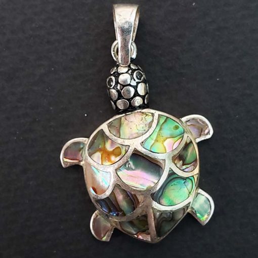 Mother Of Pearl bright 925 Silver Turtle Pendant