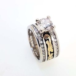 Princess Cut Twin Line D Stones Ring for her