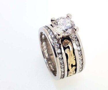 Princess Cut Twin Line D Stones Ring for her