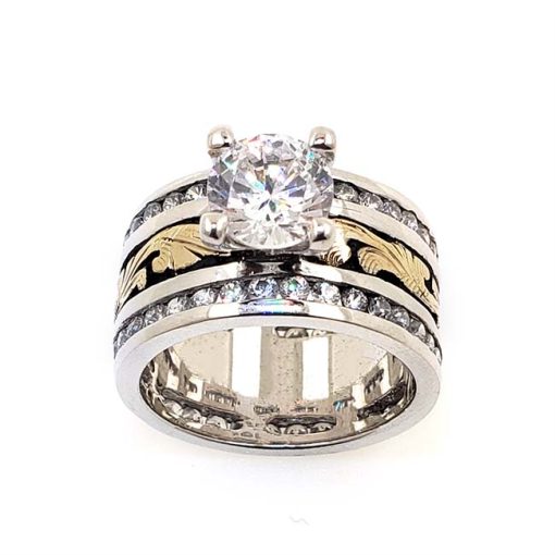 Princess Cut Twin Line D Stones engagement Ring