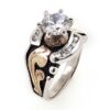 Arena Lights Raised Round CZ Solitaire Western Engagement Ring - Image 3