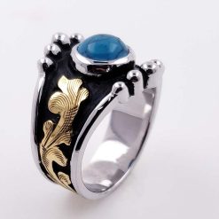 Round Turquoise 5 Beads Ladies Ring