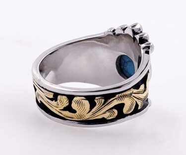 Round Turquoise 5 Beads Ladies Ring Gift for her