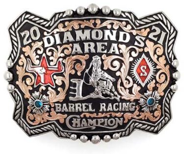 Western Notched Lariat Rope Border with Bead Accents Trophy Buckle