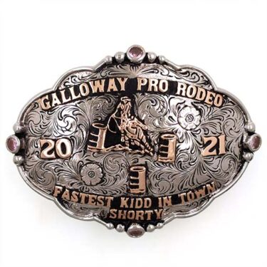 Engraved Oval Scalloped Floral Bead Border with Four Stone Accents