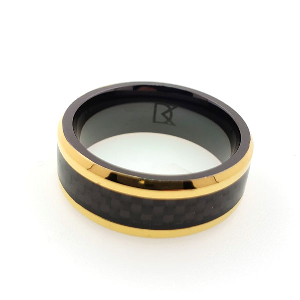 Black zirconium ring with carbon fiber inlay - Image 2