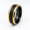 Black zirconium ring with carbon fiber inlay