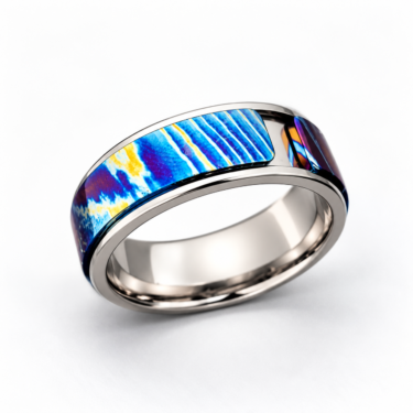 Inlaid Timascus Spin Ring | Titanium Wedding Band